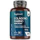 Colágeno Hidrolizado Marino Dosis Alta de 1170 mg 120 Cápsulas | 100% Péptidos Colágeno Marino Puro de Peces Salvajes, Proteínas de Colágeno para la Masa Muscular Para Huesos y Articulaciones