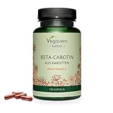 Betacaroteno Vegavero® | Natural & Vegano | Sin Aditivos | Extracto de Zanahoria | Para 6 Meses | Acelerador Bronceado | Rico en Vitamina A | 180 Cápsulas