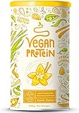Proteína vegana - VAINILLA - Proteinas vegetal de arroz, guisantes, semillas de lino, amaranto, semillas de girasol y semillas de calabaza germinadas - 600 g en polvo