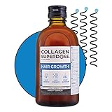 Collagen Superdose Cabello Fuerte by Gold Collagen | Complemento de colágeno marino líquido patentado | Para el cabello de mujeres y hombres | 14 potentes ingredientes | 30 días
